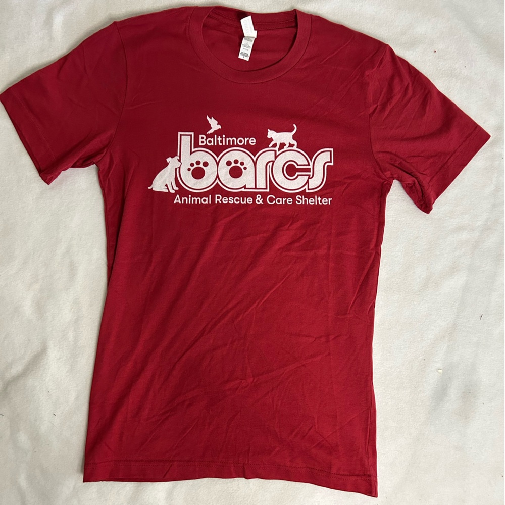 BARCS Baltimore Animal Rescue & Care Shelter red t-shirt, size small